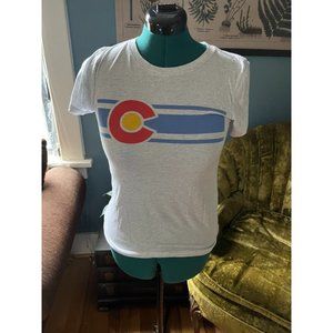 Colorado Super Soft Heather Grey Tee with Red, Blue, Yellow Colorado C Logo